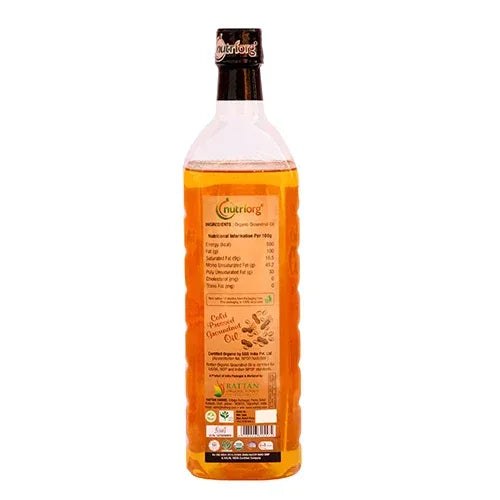 Nutriorgo Certified Organic Groundnut Oil - 500ml Glass Bottle - Orgoshops