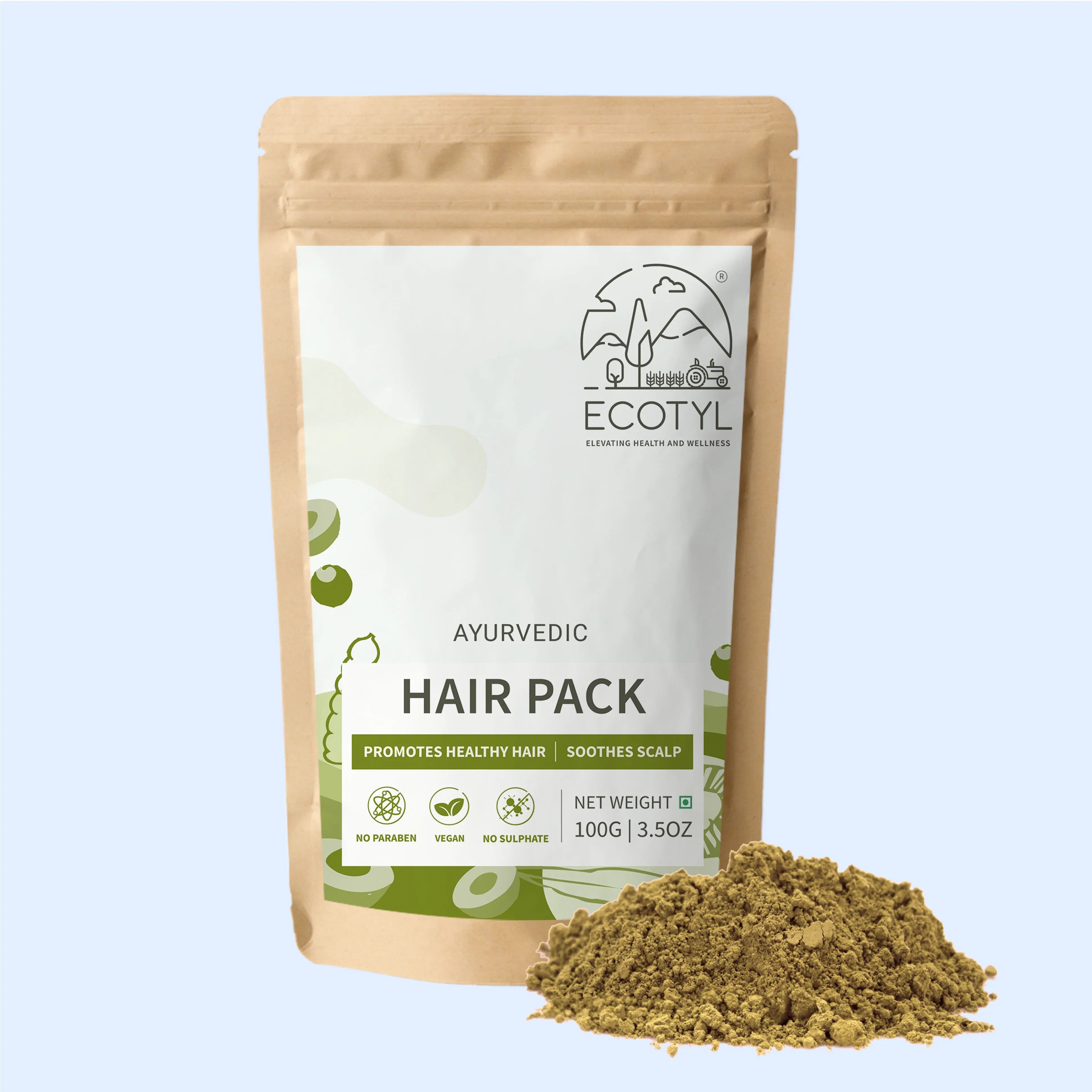 Ecotyl Ayurvedic Hair Pack | For Hair Conditioning & Strengthening | Blend of 10+ Herbs - 100g - Orgoshops