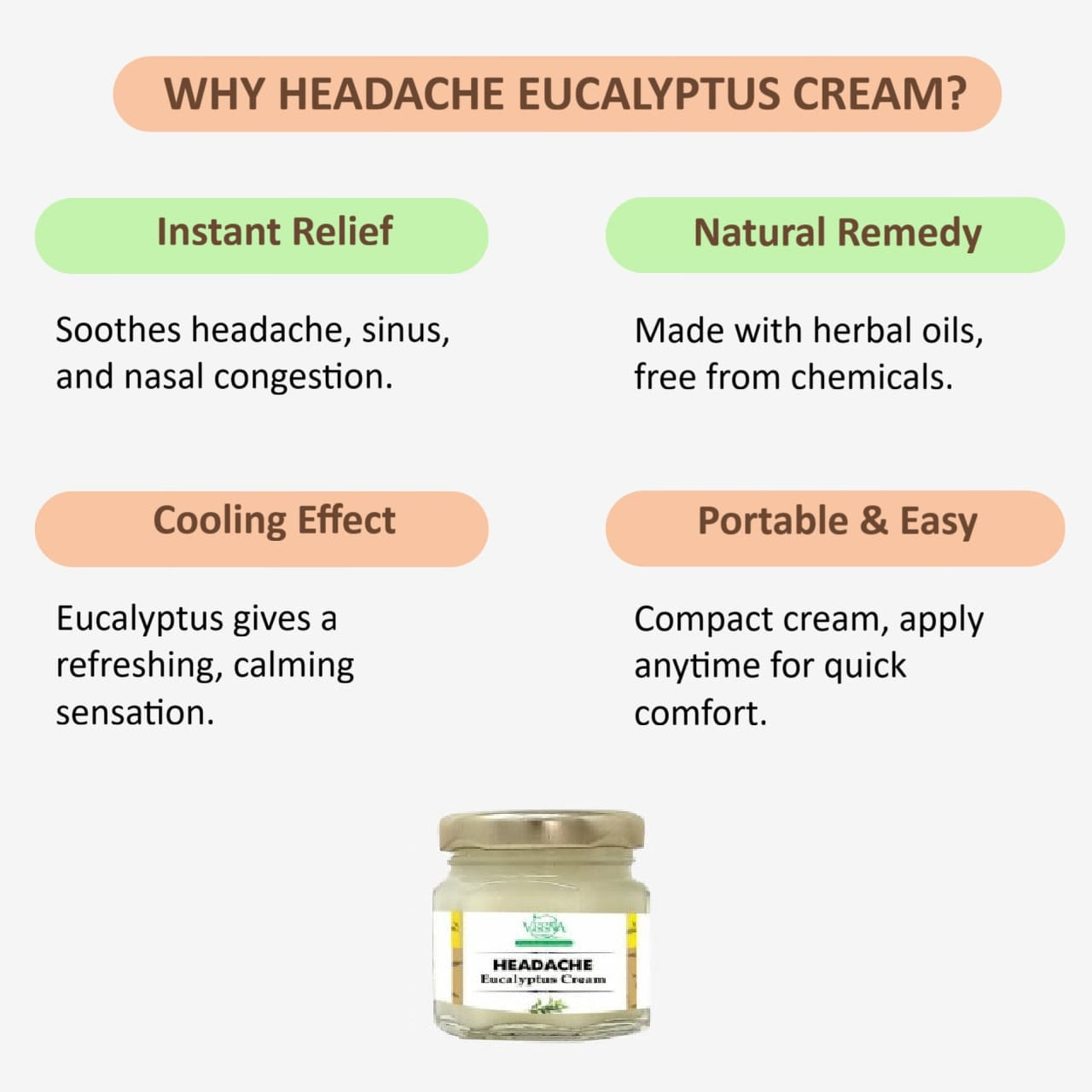 Veena Headache Eucalyptus Cream - 30g ( Pack of 3 )