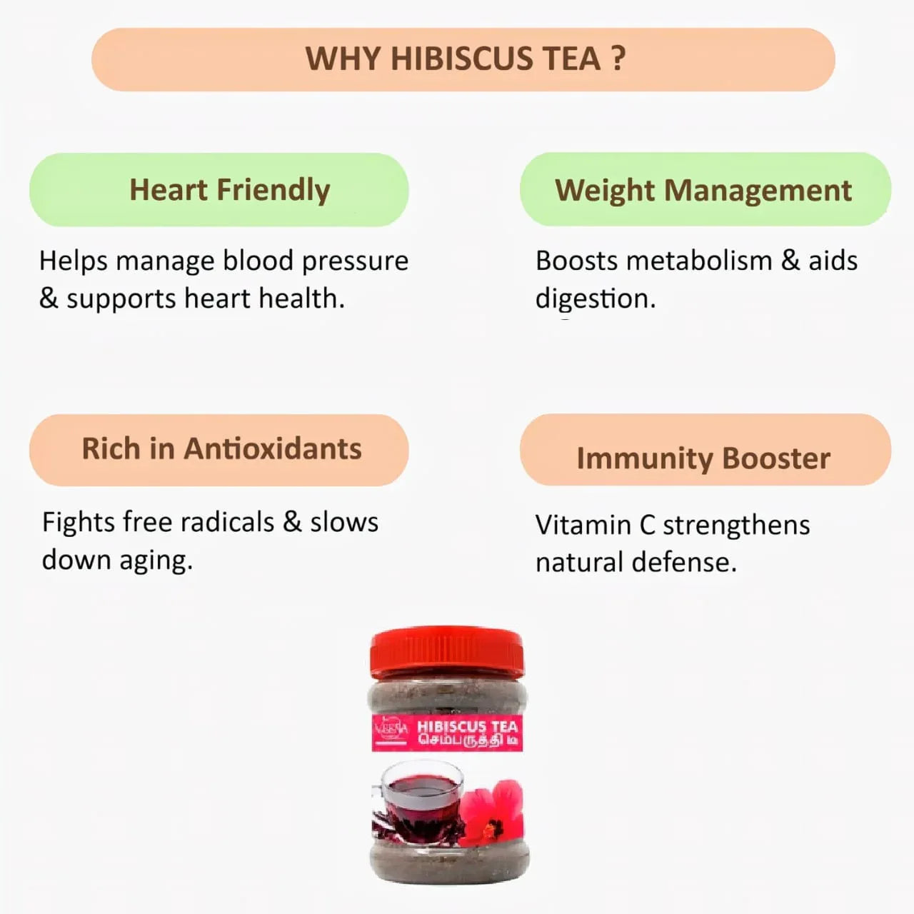 Veena Hibiscus Tea - 80 g ( Pack of 2 ) - Orgoshops