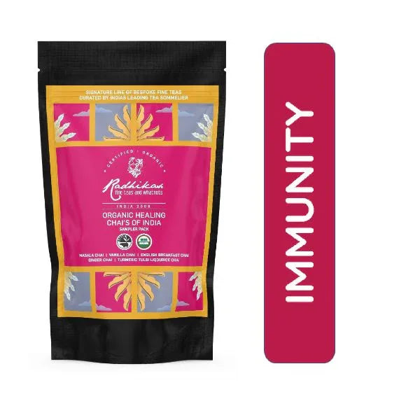 Healing Chai's of India Certified Organic | Assam CTC Chai | Cold & Hot Brew | 5 flavour Pack | Makes 10 Cups - Orgoshops