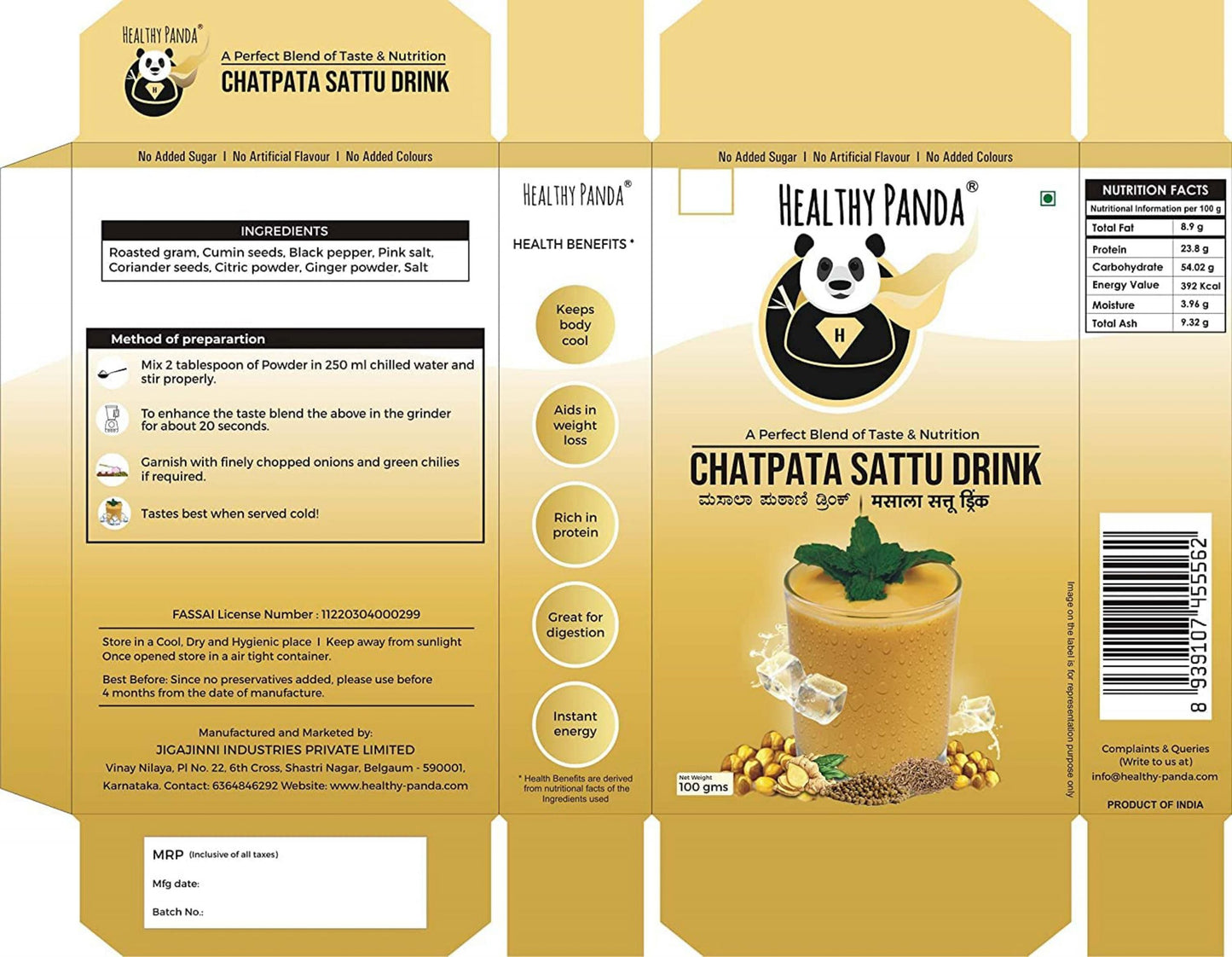 Healthy Panda Chatpata Sattu Drink – 200 g (100g Pack of 2)