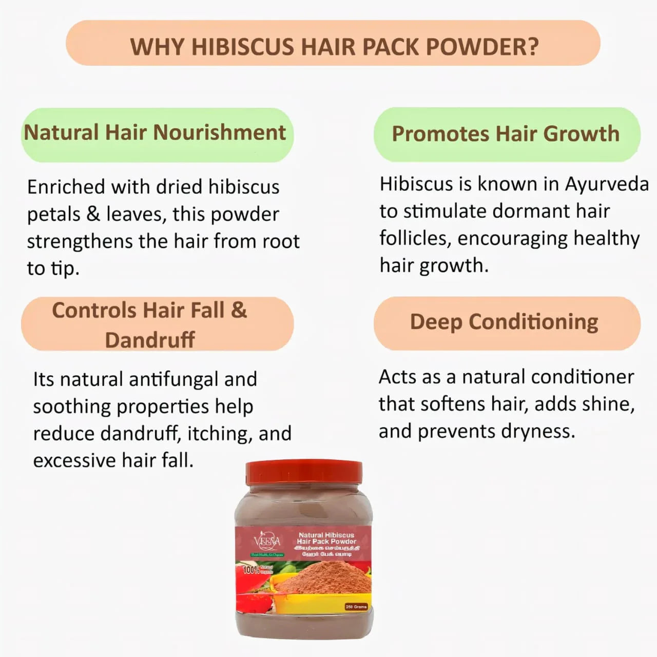 Veena Hibiscus Hair Pack Powder - 200g - Orgoshops