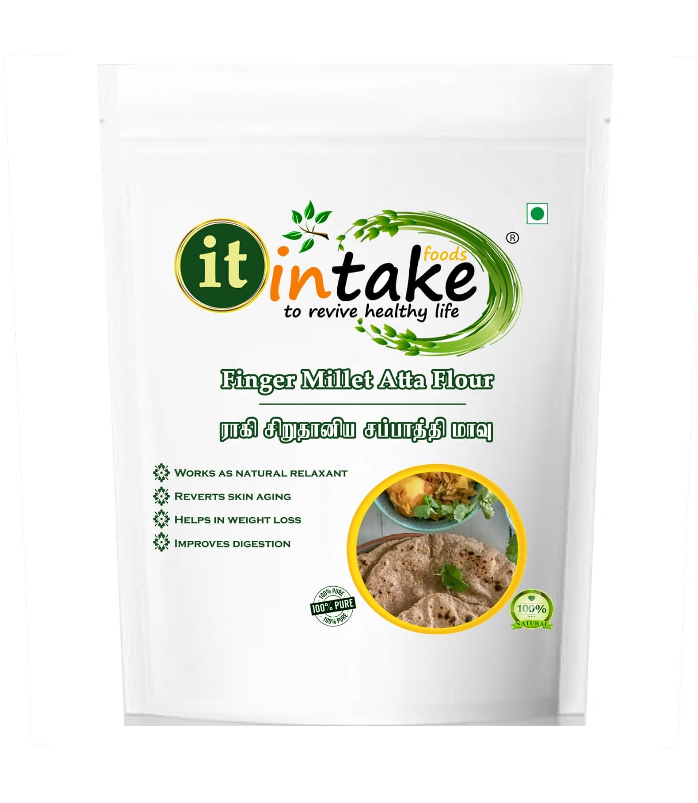 Intake Finger Millet Atta Flour / Diabetic Friendly / Weight Loss - 2kg