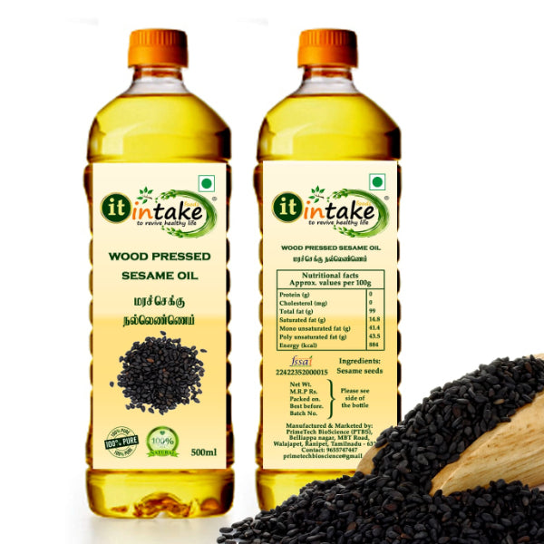 Intake Sesame Oil|Gingerly Oil|Wood Pressed (Chekku | Ghani )-100%Pure Organic Oil-1 LT