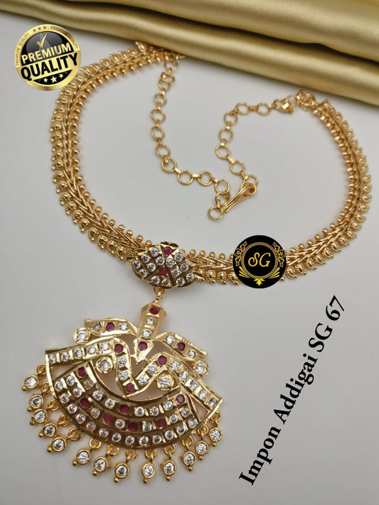 RS Jewelery Traditional Light Weight Attigai | Necklace | Neck Set Party Wear