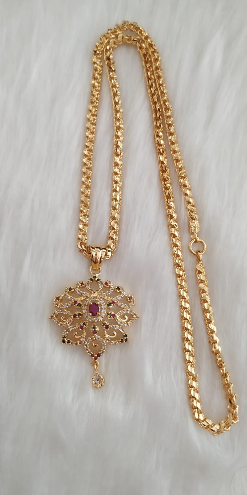 RS Jewellery Dollar Chain / Party Wear Chains / Long chain / Impon Dollar Chain