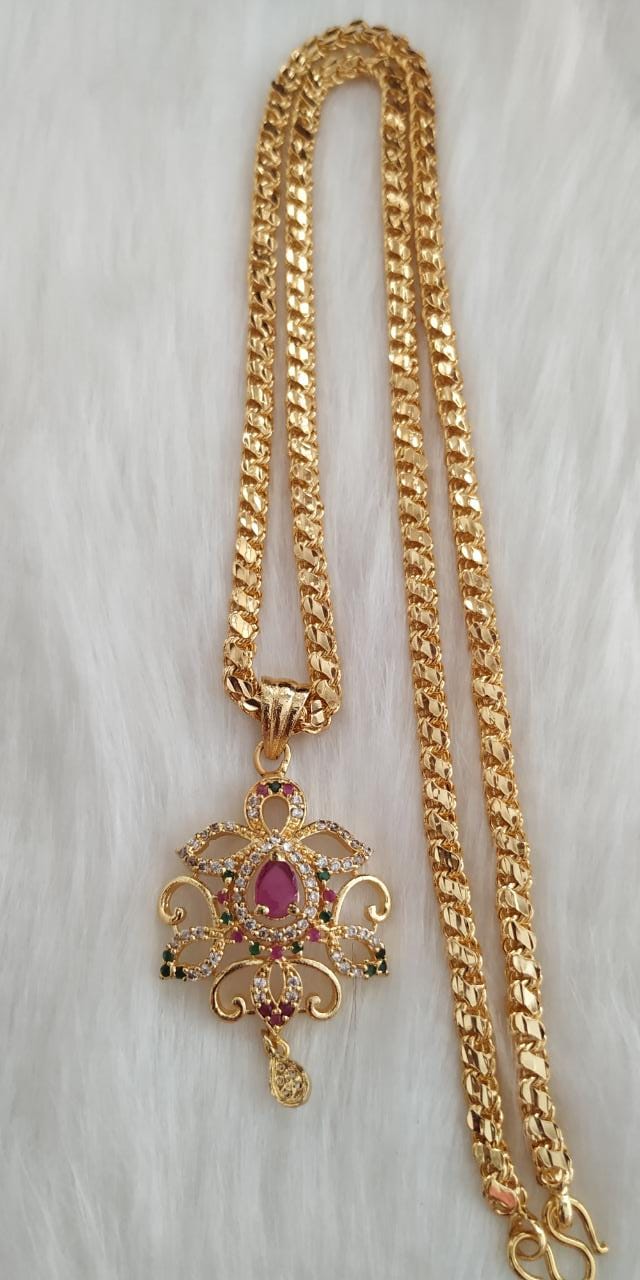 RS Jewellery Dollar Chain / Party Wear Chains / Long chain / Impon Dollar Chain