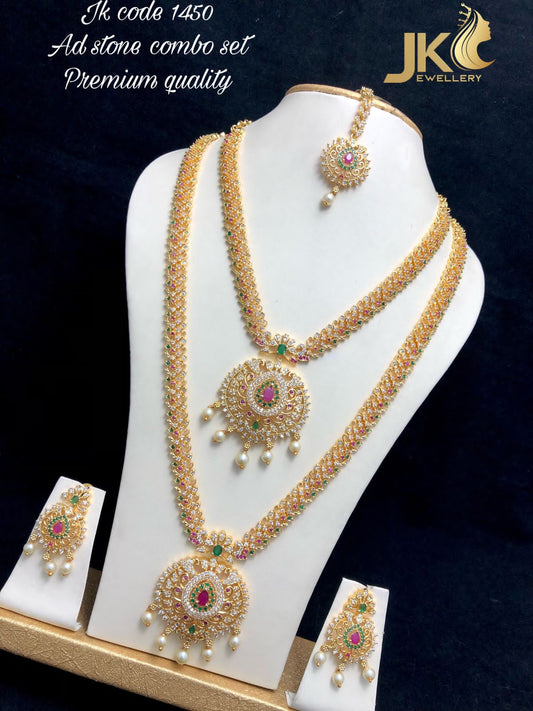 RS Jewellery Premium Long Haram / Rani Haar And Choker Golden Jewellery / Jewellery Set