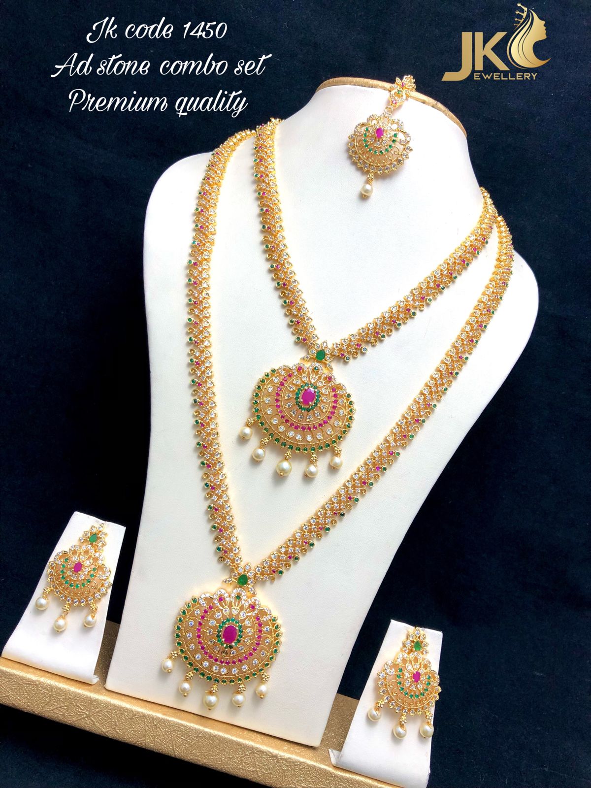 RS jewellery Premium Long Haram / Rani Haar And Choker Golden Jewellery /  Jewellery Set