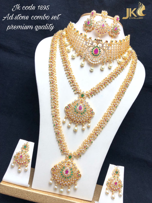 RS Jewellery Premium Long Haram / Rani Haram And Choker Golden Jewellery Set