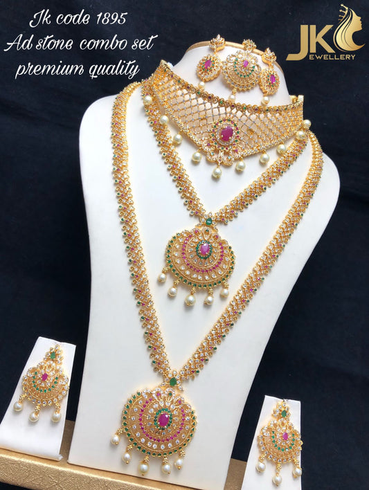 RS Jewellery Premium Long Haram / Rani Haram And Choker Golden Jewellery Set