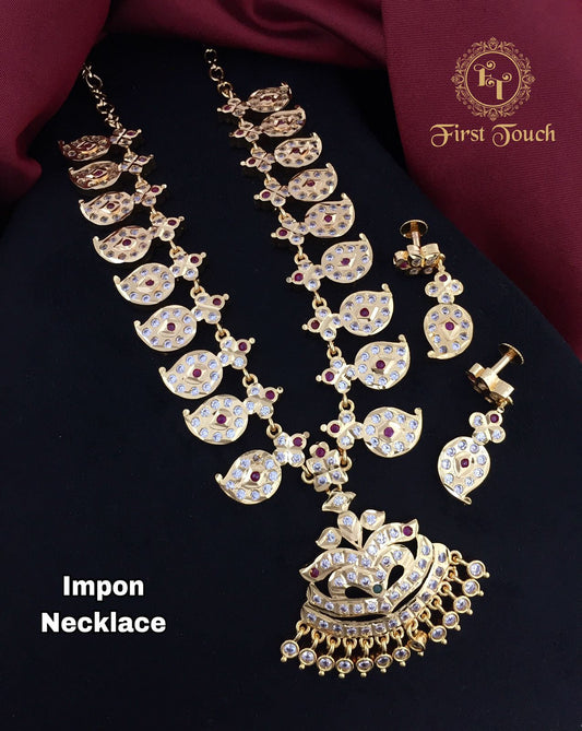 RS Jewelry Premium Rani Golden Jewellery / Neck Set / Jewelry Set / Earrings / Neck Earrings Set - Combo