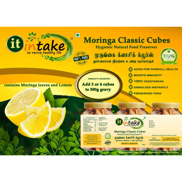 Intake Moringa Classic Cubes|Nutrition Supplement|Hygenic Natural Food Preserver - 400g