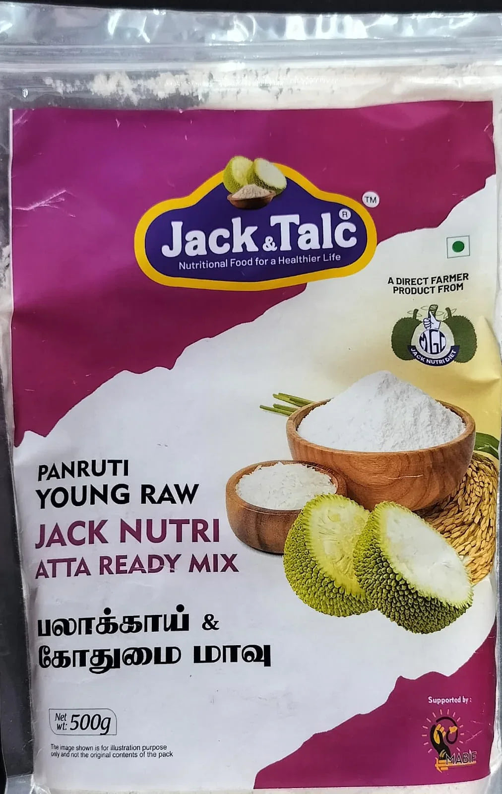 Jack Talc Panruti Young Raw Jack Nutri Atta Ready Mix / Jack Nutri Atta Ready Mix / Atta Mix - 500 g - Orgoshops