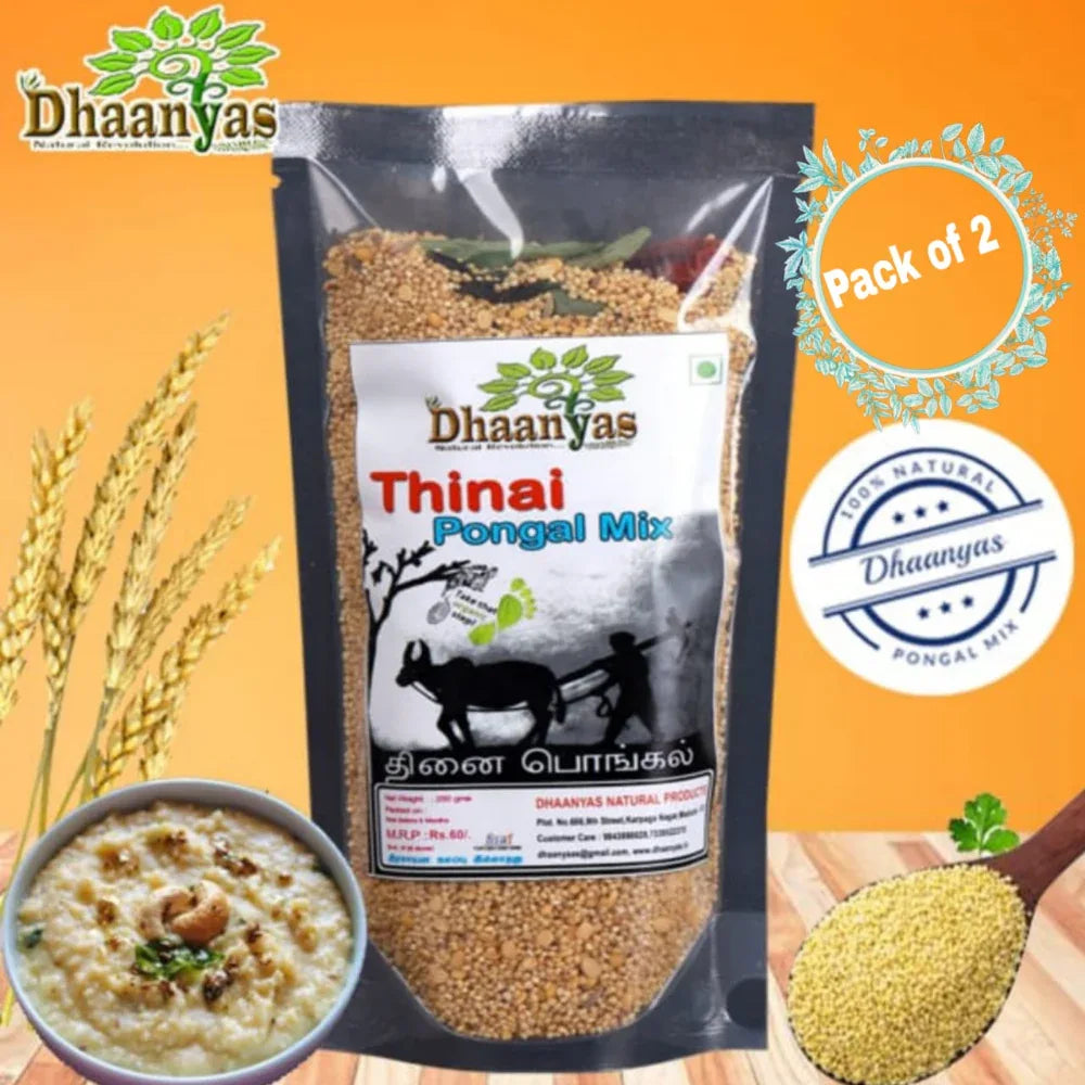Dhaanyas Thinai Pongal Mix | Foxtail Millet Pongal Mix - 200 gms (Pack of 2 ) - Orgoshops