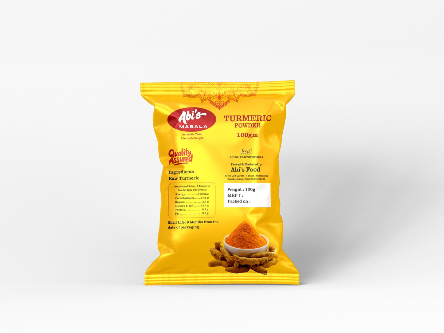 Abi's Masala Turmeric Powder - 100 g (Pack of 5)