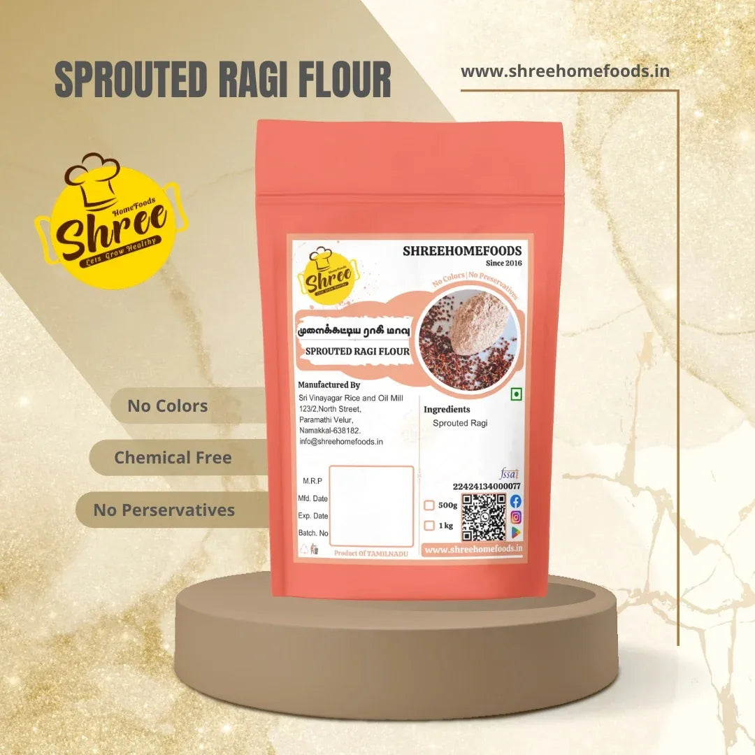 Shree Home Food Spouted Ragi Flour / Ragi Flour - 1 kg - Orgoshops
