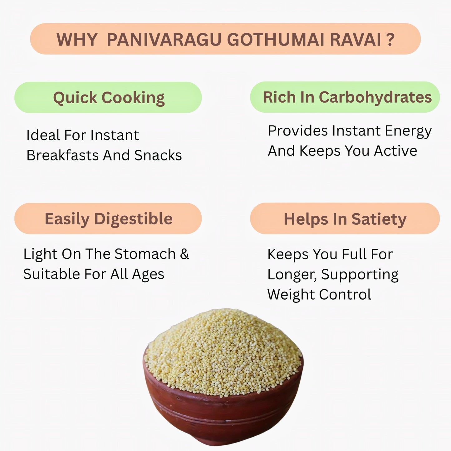 Araikkal Panivaragu Gothumai Ravai - 500 g (Pack of 2)