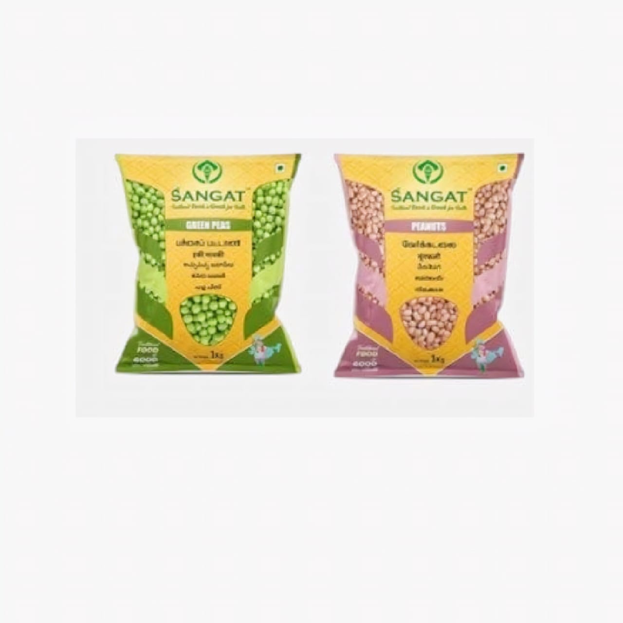 Sangat Green Peas With Peanuts Each - 1 kg (Pack of 2)