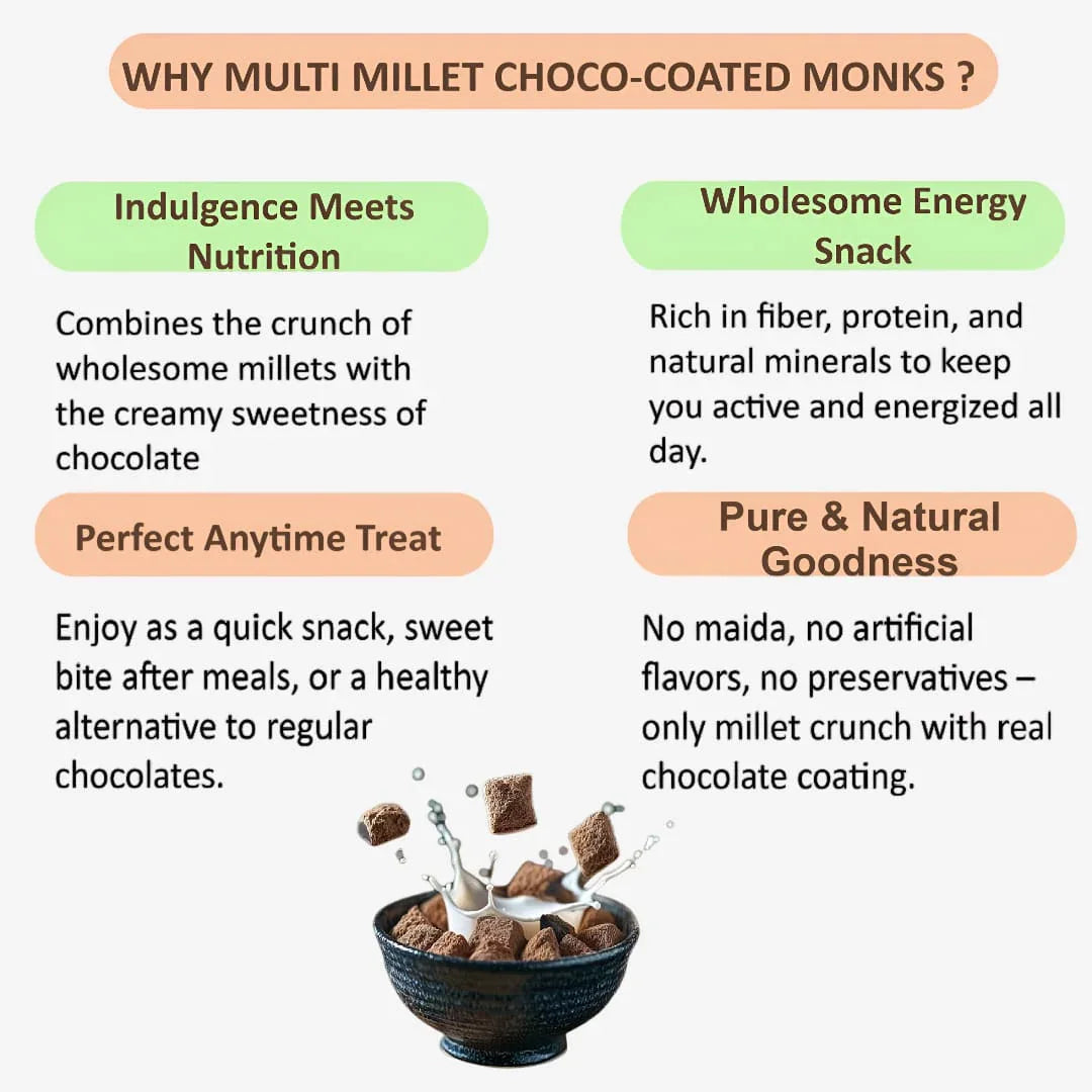Millet 'n' Minutes Multi Millet Choco Coated Monke - 80 g (Pack of 2) - Orgoshops