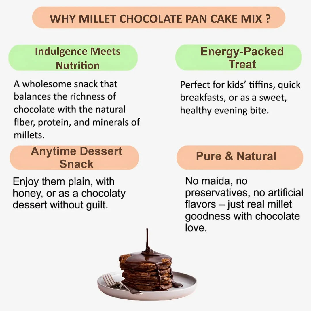 Millet 'n' Minutes Millet Chocolate Pancake Mix - 350 g - Orgoshops