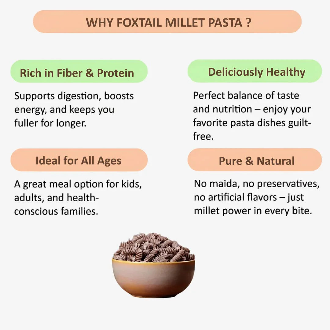Millet 'n' Minutes Millet Pasta - Foxtail - 180 g (Pack of 2) - Orgoshops