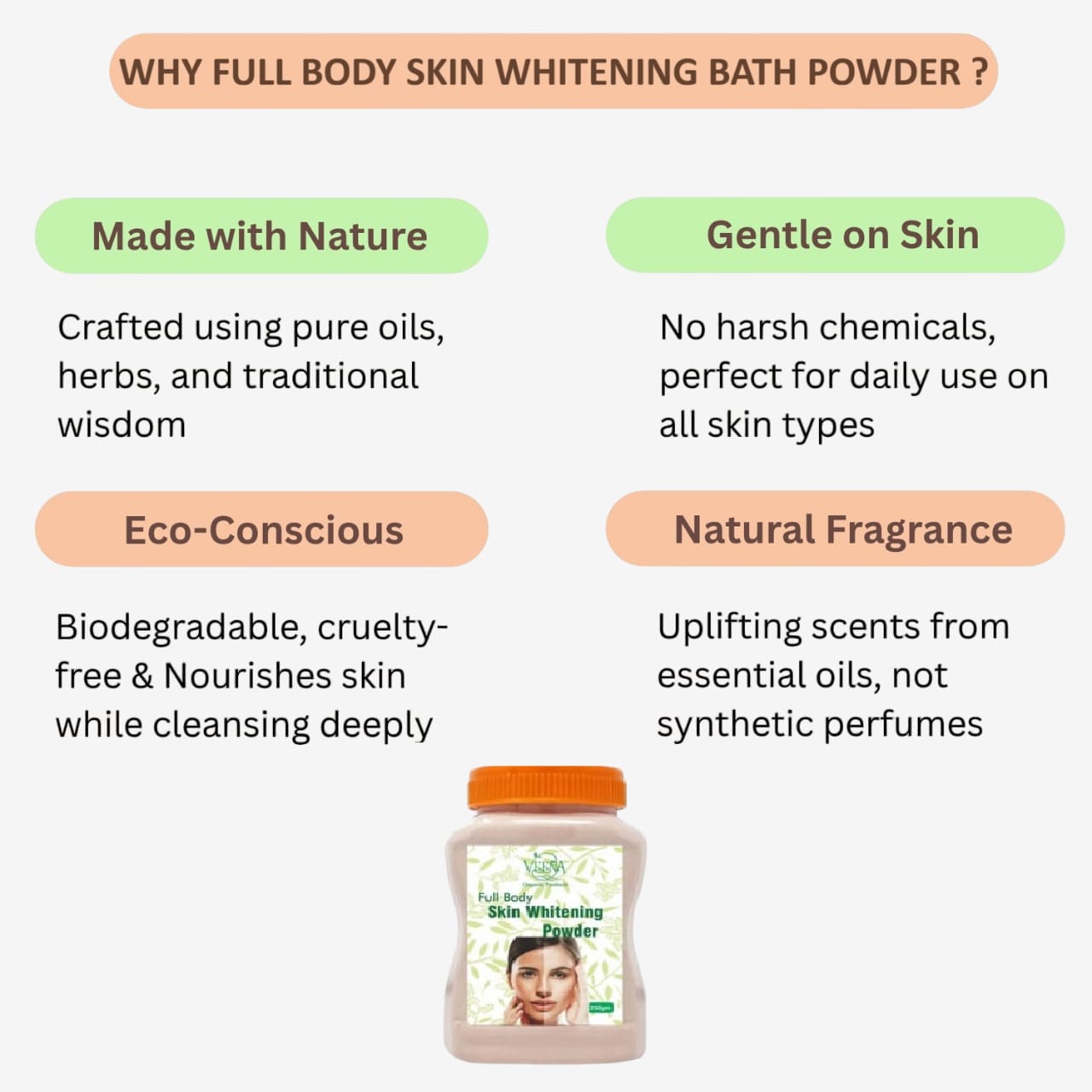 Veena   Full Body Skin Whitening Bath Powder - 250g ( Pack of 2)