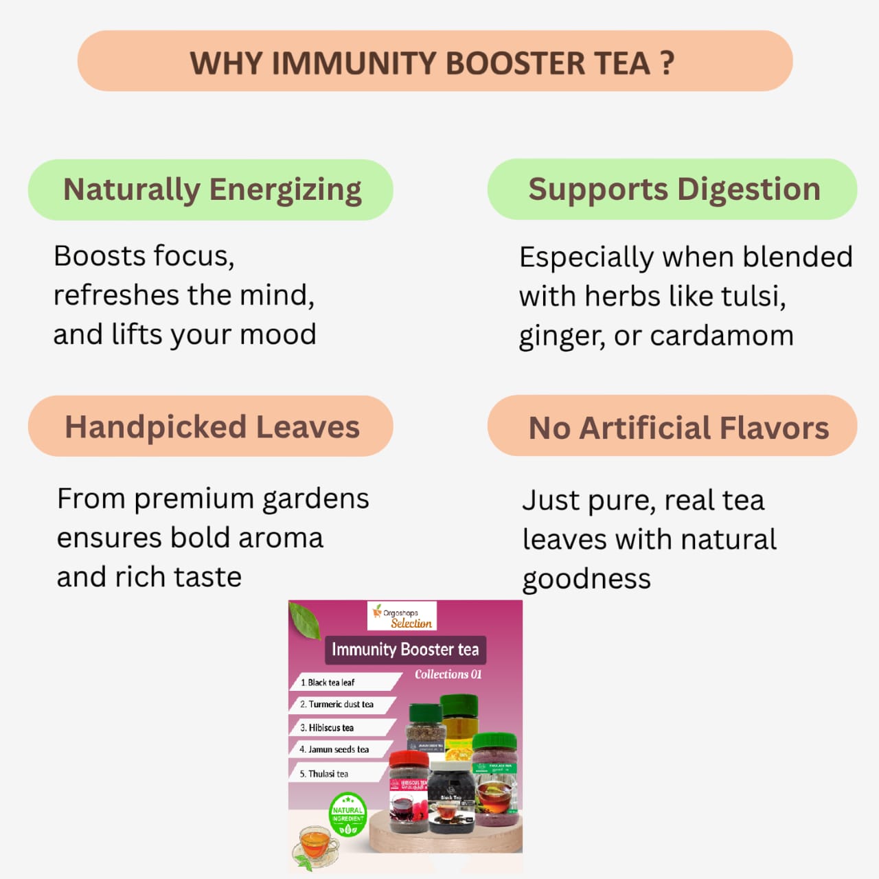 Veena Immunity Booster Tea Collections 01 | Combos 5 Products Box - 450 gms