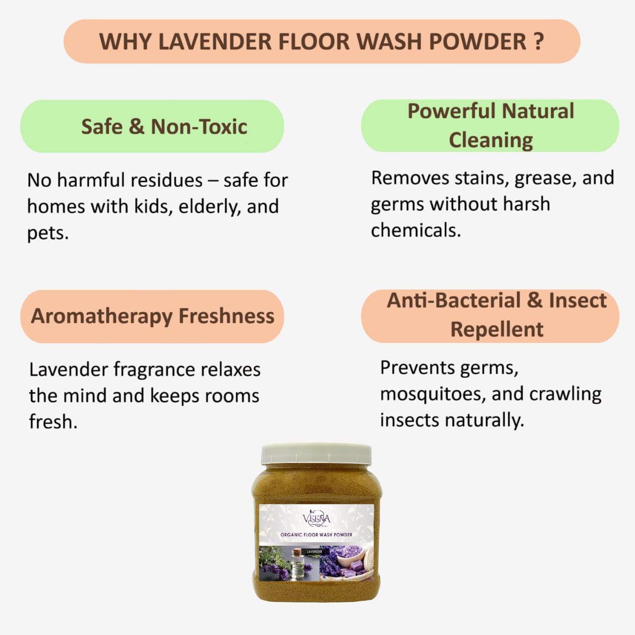 Veena Lavender Floor Wash Powder - 400g ( Pack of 2 )
