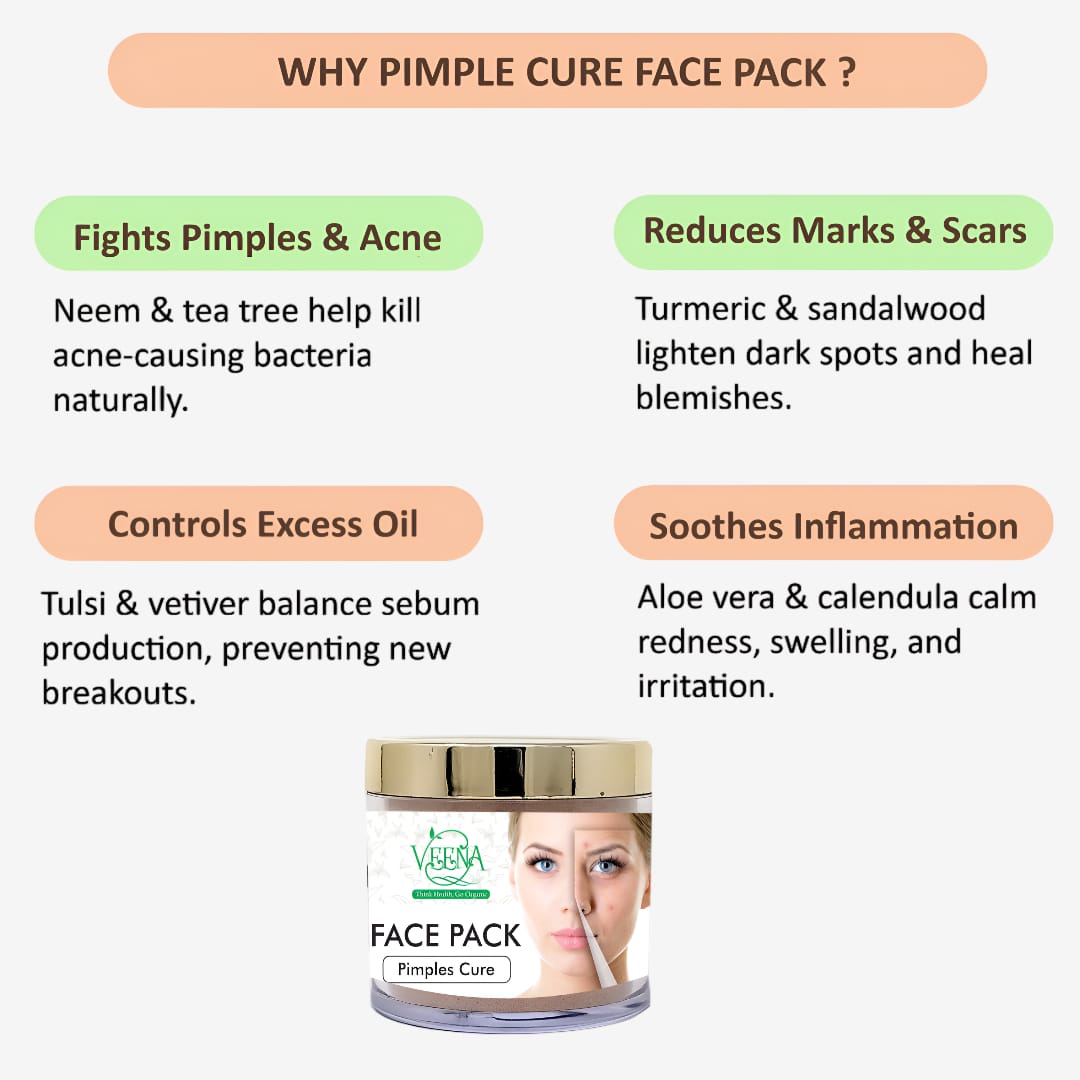 Veena Pimples Cure Face Pack - 50g ( Pack of 2)