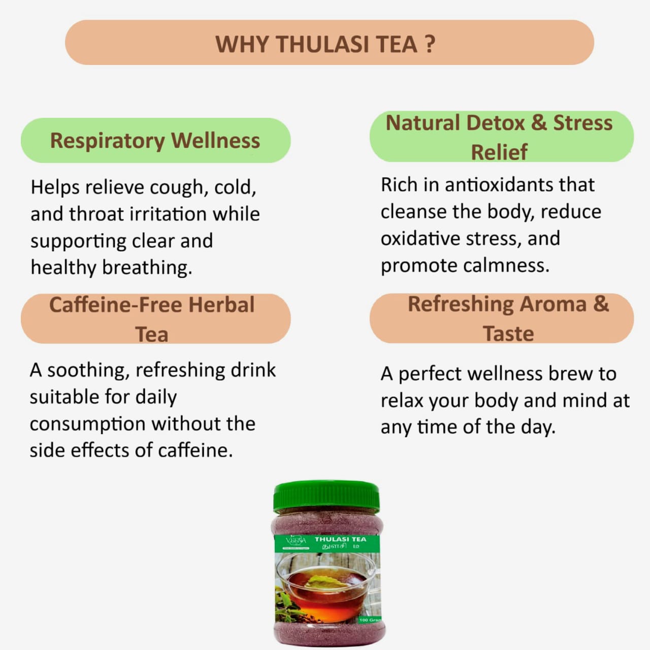 Veena   Thulasi Tea - 90g ( Pack of 2 )