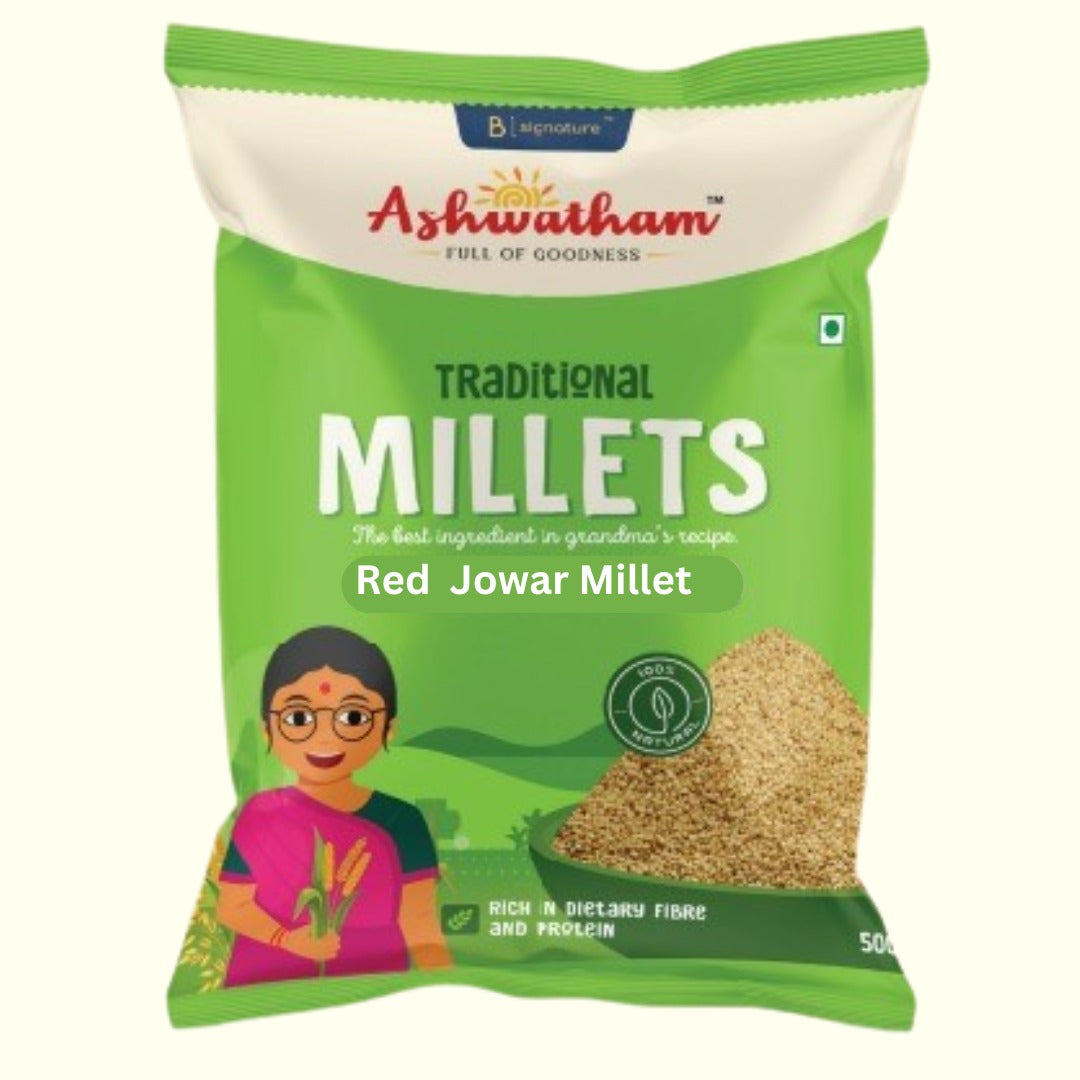 Ashwatham Red Jowar Millet / Cholam / Sivappu Cholam - 500 g (Pack of 2)