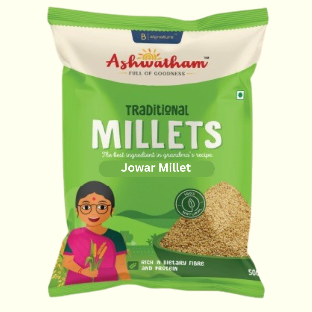 Ashwatham Jowar Millet / Millet / Sorghum Millet / Cholam - 500 g (Pack of 2)