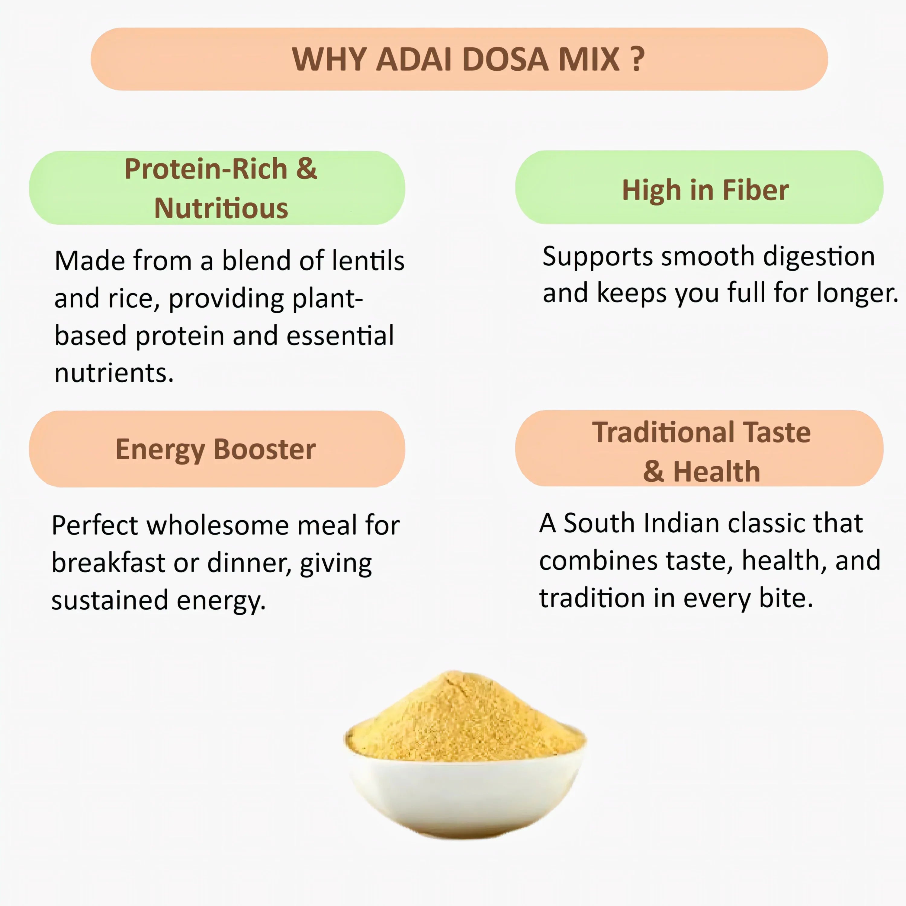 Evanaa Adai Dosa Mix | Ready To Cook Instant Powder | Ready in 10 min | Breakfast Mix,Authentic Recipe - 250 g - Orgoshops