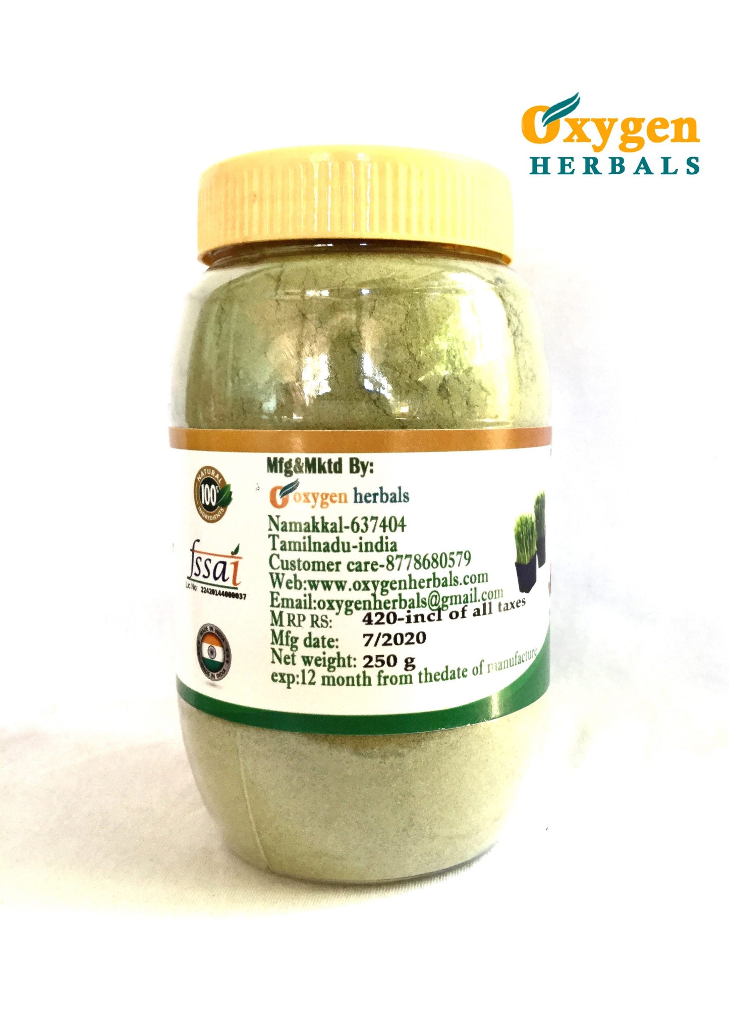 Oxygen Herbals Pure Wheat Grass Powder - 250g