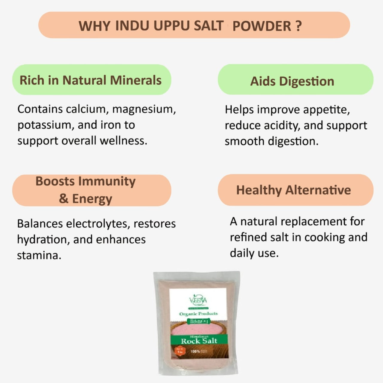 Veena Induppu Rock Salt Powder - 1 KG ( Pack of 2 )