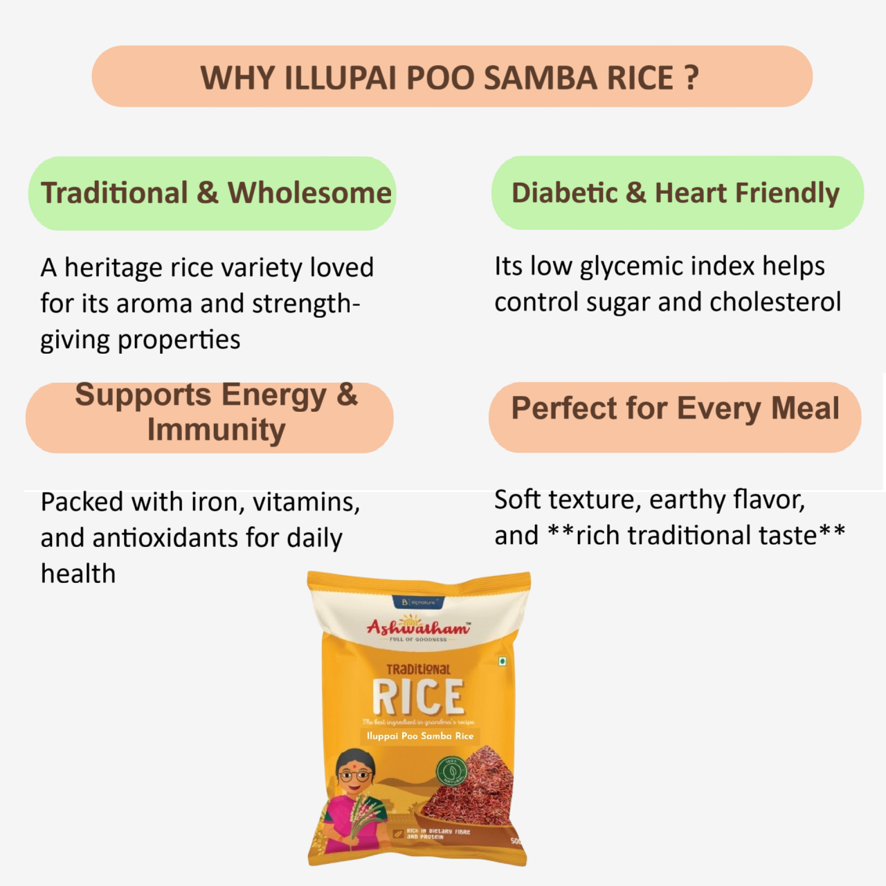 Ashwatham Iluppai Poo Samba Rice / Samba Rice - 500 g
