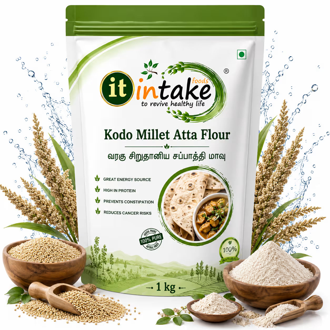 Intake Kodo Millet Atta Flour / Varagu / Kodo Millet Flour - 1 kg