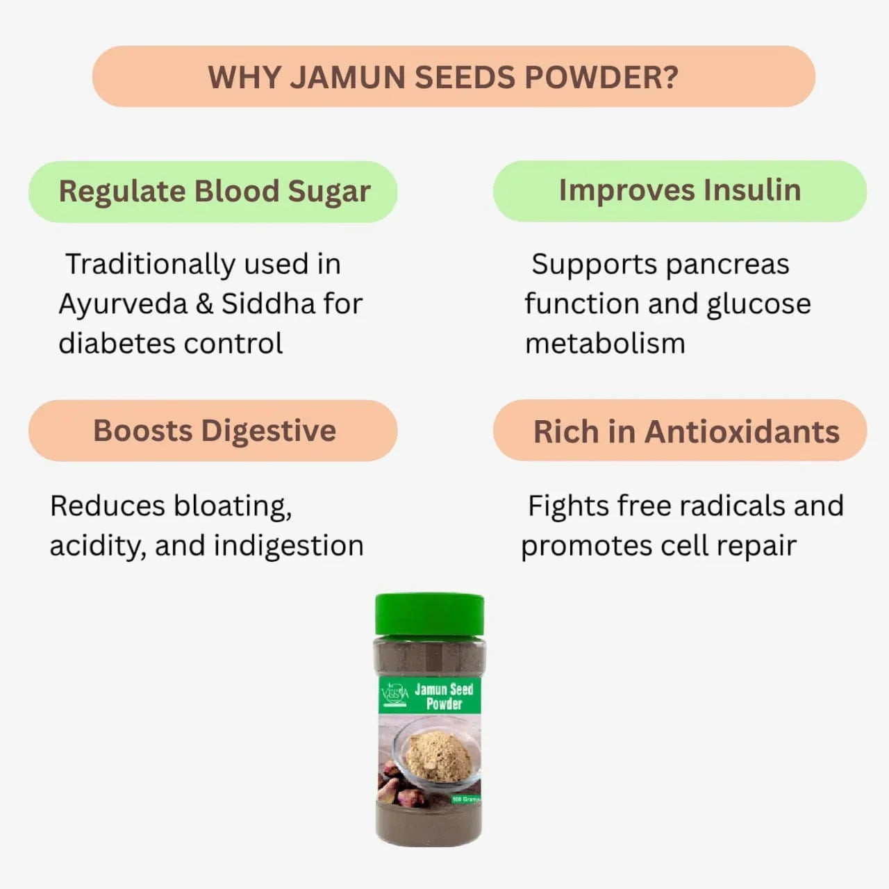 Veena Jamun Seed Powder - 100g ( Pack of 2 ) - Orgoshops