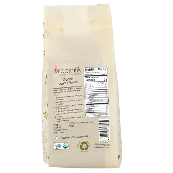 Praakritik Organic Jaggery Powder-1Kg - Orgoshops