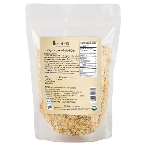 Prakritik Organic Jumbo Rolled Oats-500g