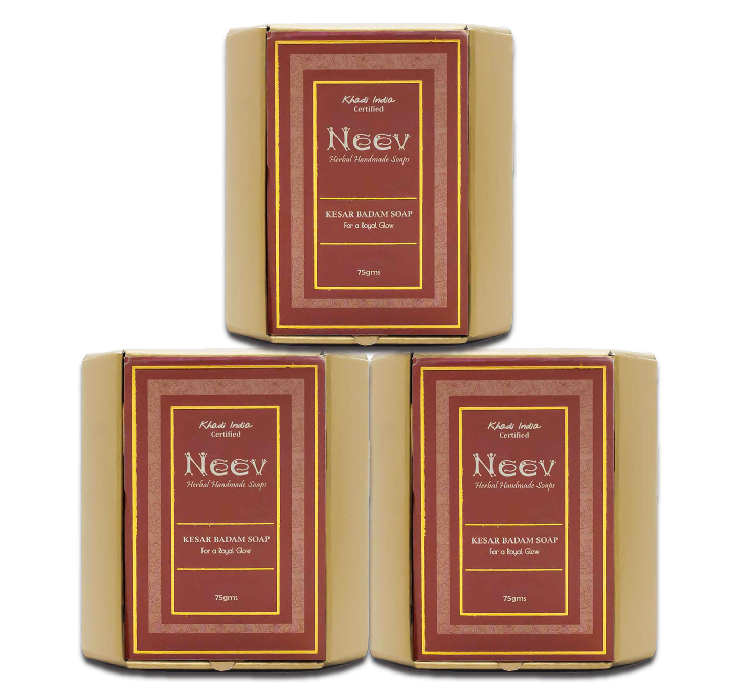 Kesar Badam Soap For A Royal Glow - 75g ( Set Of 3 )