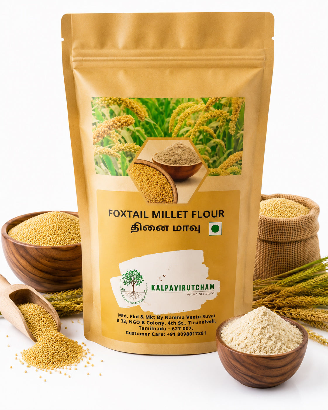 .Kalpavirutcham Foxtail Millet Flour (Thinai Maavu) – Traditional Handpicked Millet Flour – 1 KG
