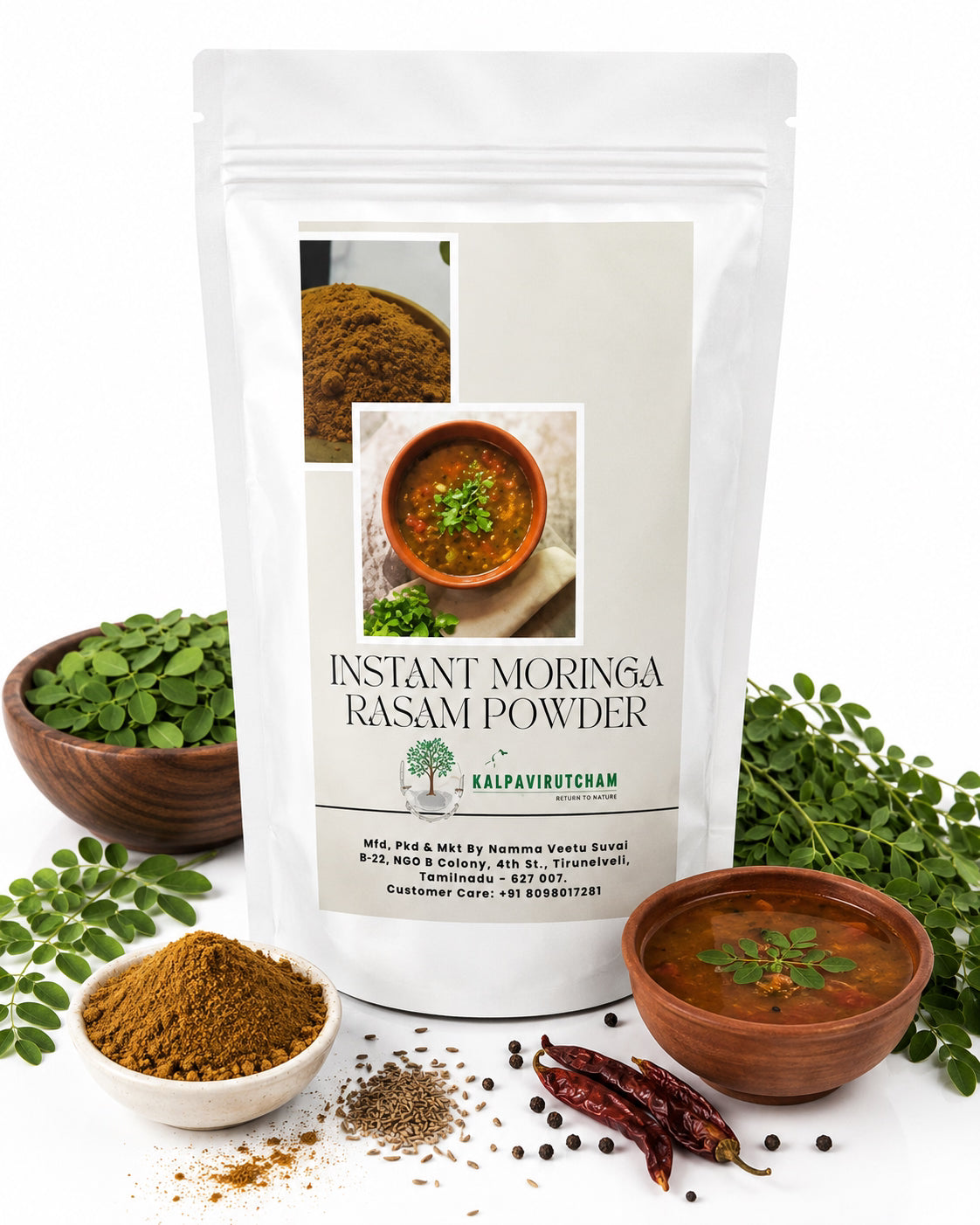 Kalpavirutcham Instant Moringa Rasam Powder | Traditional South Indian Recipe  - 100g