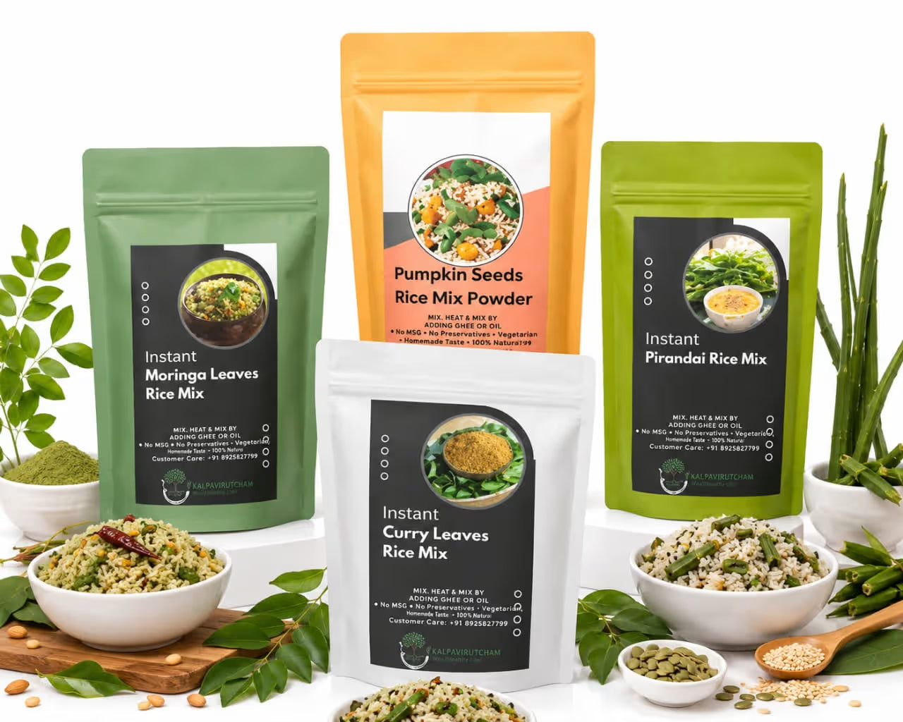 Kalpavirutcham Instant Rice Mix – [Curry Leaf/Pirandai/Pumpkin Seed/Murungai Leaf] | Ready Mix  - 250G, Curry leaf