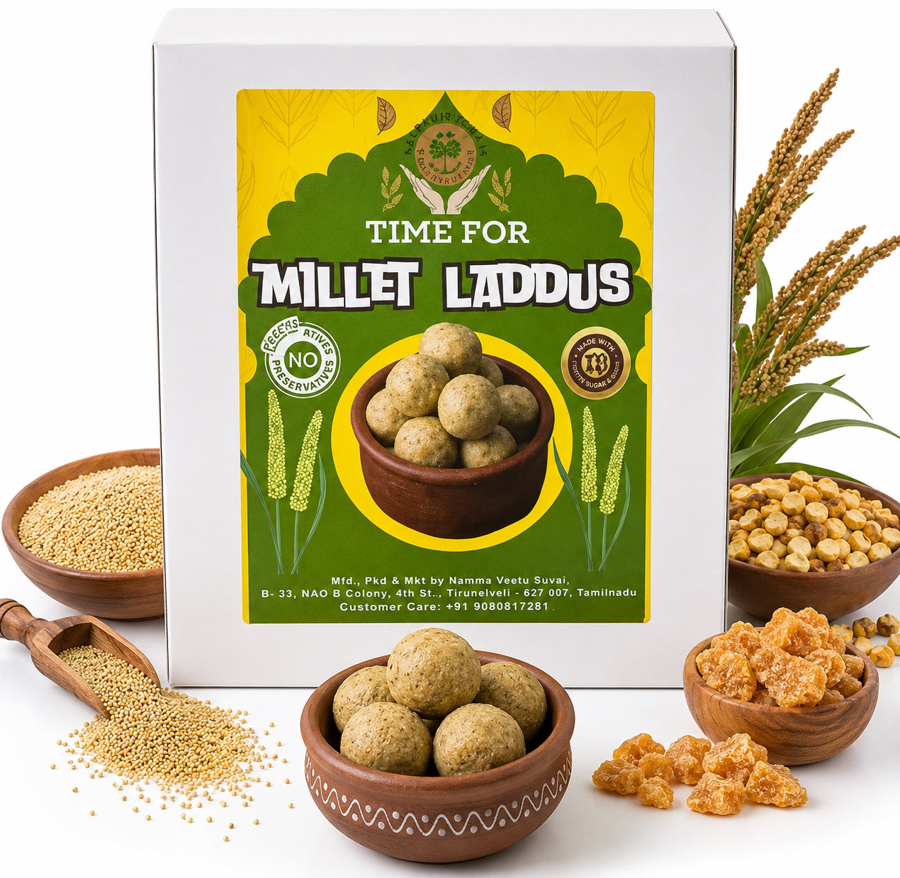 Kalpavirutcham Millet Laddus | Healthy Traditional Sweet | No Preservatives | Made with Country Sugar & Ghee | 100% Natural  - 250g Multi Millet