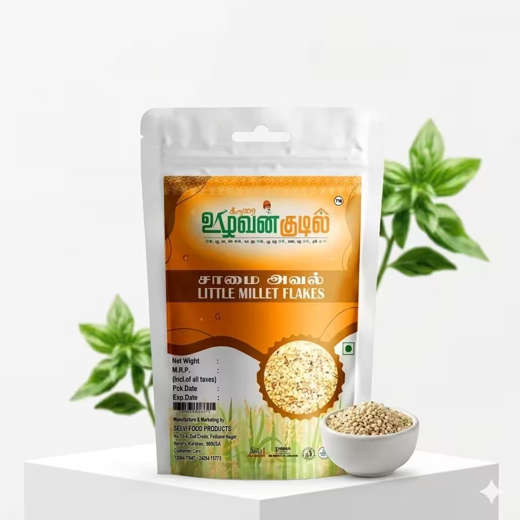 Karai  Uzhavan Kudil Little Millet Flakes / Samai Aval - 170 g (Pack of 2)