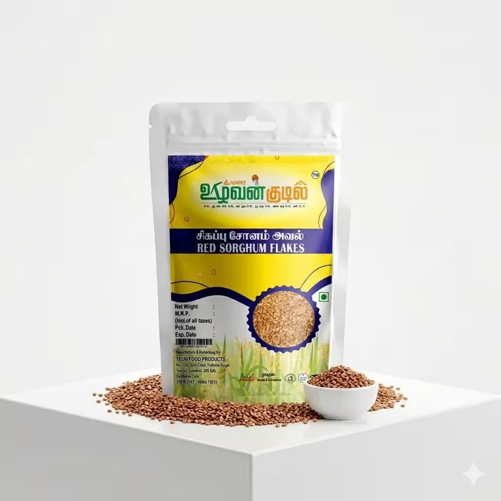 Karai  Uzhavan Kudil  Red Sorghum Flakes / Sigappu Solam Aval - 150 g (Pack of 2)