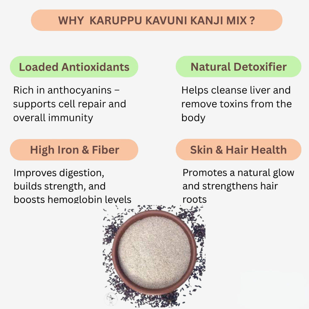 Karupu kavuni kanji benefits